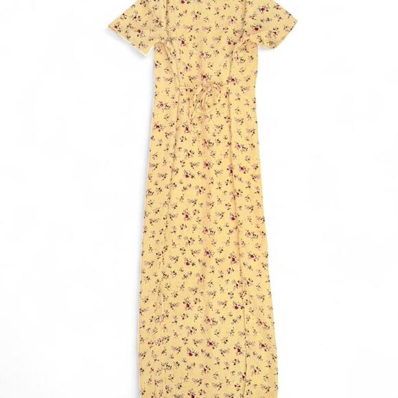 Cottagecore coquette rare vtg butteryellow floral maxi dress - Picture 3 of 6